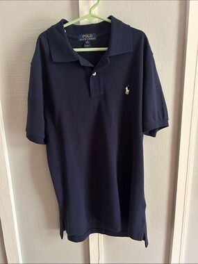 Polo Ralph Lauren Navy Short Sleeve Cotton Polo with white pony 10/12